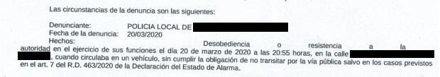 Multas por desplazamientos durante el estado de alarma